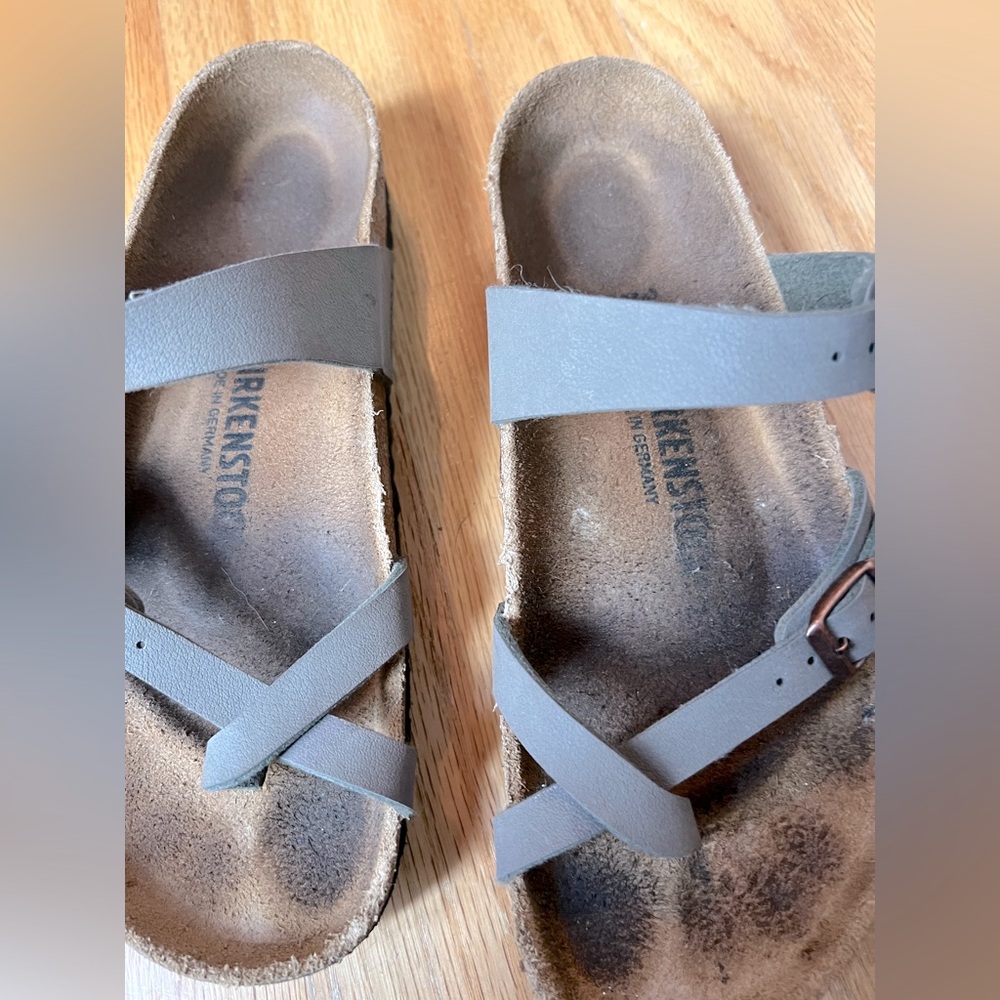 Birkenstock Mayari Stone Grey Color Size 39 8 8.5 Sandals Cork Bottoms EXCELLENT